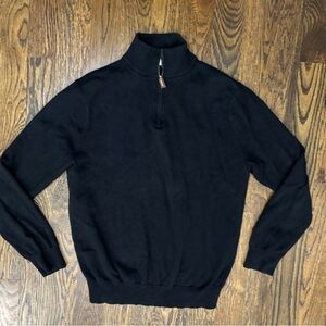 J.CREW Men's Black Cotton Blend Slim Fit 1/4 Zip Mock Neck Pullover Sweater XL